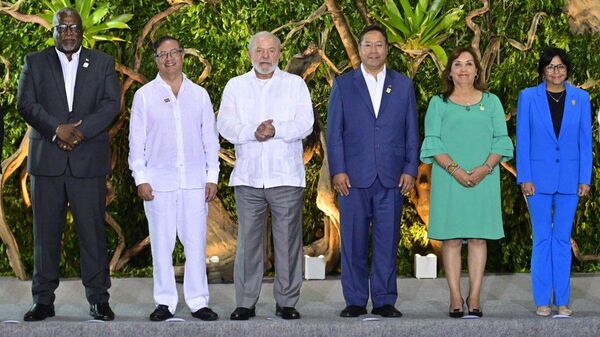 Los presidentes y ministros delegados de los países signatarios de la Organización del Tratado de Cooperación Amazónica (OTCA) en la Cumbre Amazónica en Brasil, el 8 de agosto de 2023  - Sputnik Mundo