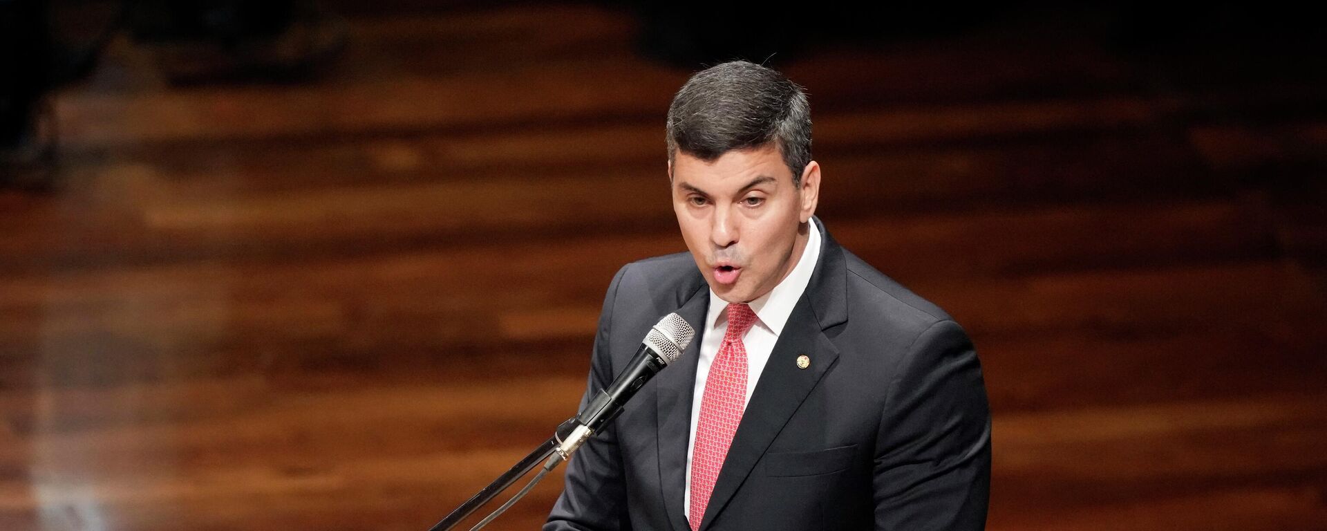 Santiago Peña, el presidente de Paraguay, habla durante su ceremonia de proclamación electoral en Asunción, el 30 de mayo de 2023. - Sputnik Mundo, 1920, 28.10.2023