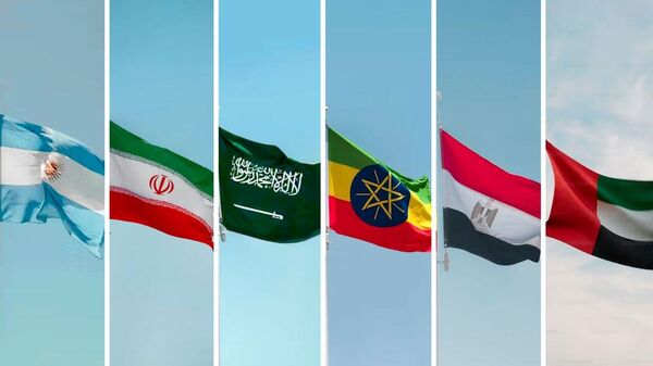 Banderas de Argentina, Irán, Arabia Sauidí, Etiopía, Egipto y Emiratos Árabes Unidos - Sputnik Mundo