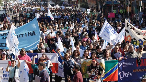 Protestas de profesores en Chile (archivo) - Sputnik Mundo
