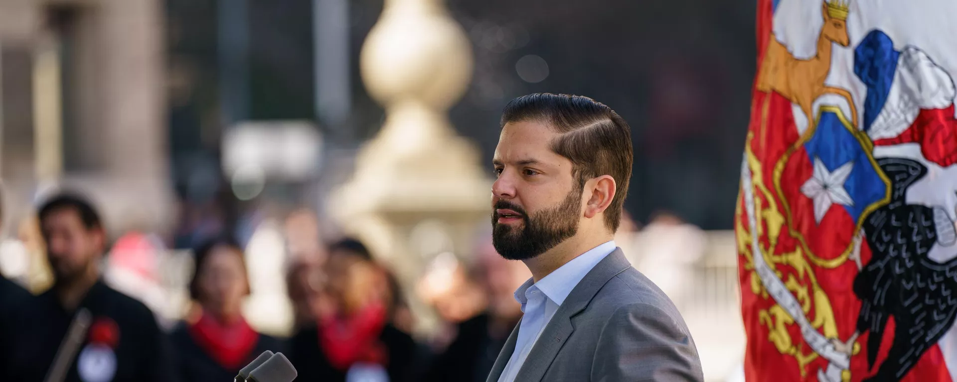 El presidente de Chile, Gabriel Boric, en el lanzamiento del Plan Nacional de Búsqueda - Sputnik Mundo, 1920, 14.10.2023