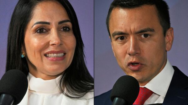 Luisa González y Daniel Noboa, candidatos presidenciales ecuatorianos - Sputnik Mundo