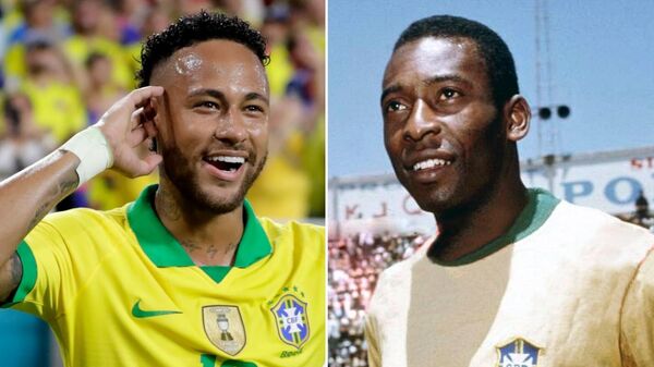 El delantero brasileño Neymar y futbolista Pelé  - Sputnik Mundo