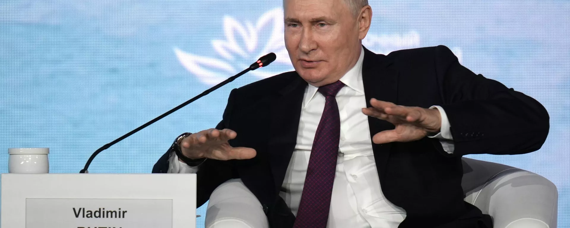 Il presidente russo Vladimir Putin interviene durante l'VIII Forum economico orientale.  - Mondo Sputnik, 1920, 09/12/2023