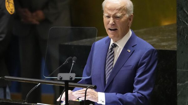 El presidente de EEUU Joe Biden durante su discurso ante la Asamblea General de las Naciones Unidad, el pasado martes 19 de septiembre. - Sputnik Mundo