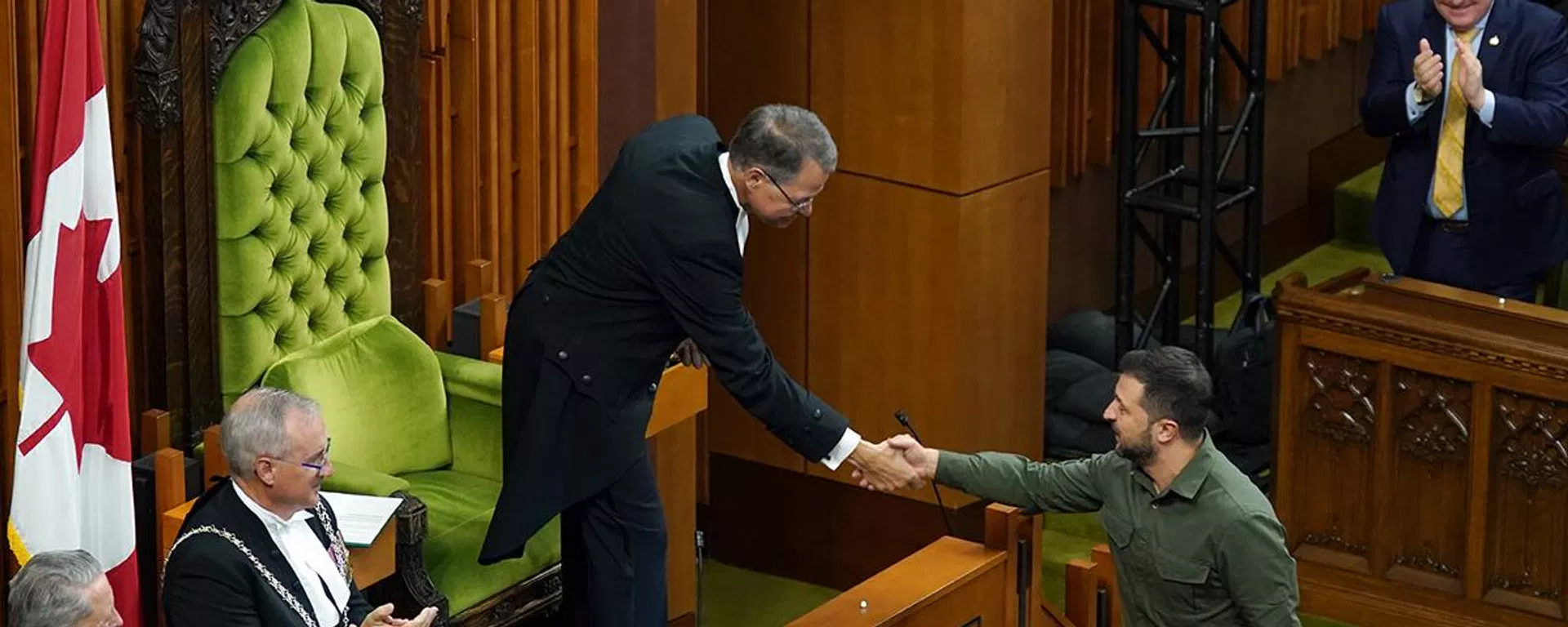 Anthony Rota y Volodímir Zelenski el pasado viernes en el parlamento de Canadá. Anthony Rota y Volodímir Zelenski el pasado viernes en el parlamento de Canadá. - Sputnik Mundo, 1920, 13.10.2023