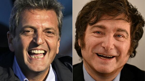 Los candidatos a la Presidencia argentina Sergio Massa y Javier Milei - Sputnik Mundo