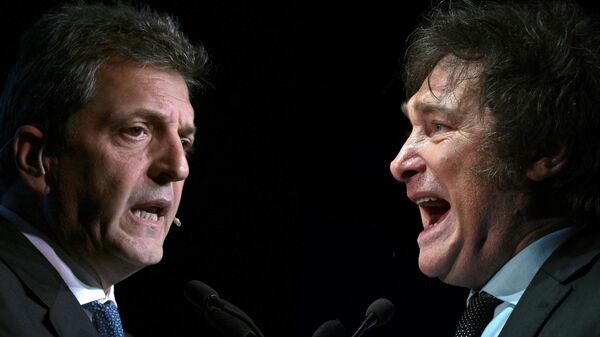 Los candidatos a la Presidencia argentina, Sergio Massa y Javier Milei - Sputnik Mundo