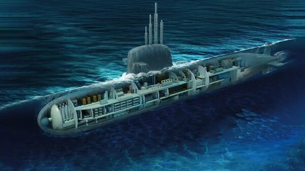 Representación gráfica del primer submarino nuclear brasileño - Sputnik Mundo