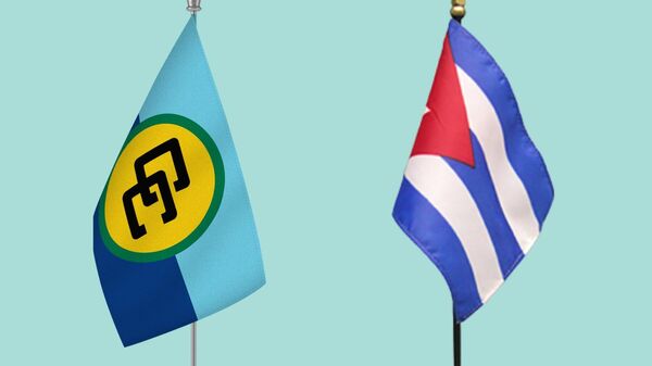 Las banderas de la Caricom y Cuba - Sputnik Mundo