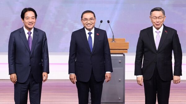 Candidato presidencial del Partido Democrático Progresista (PPD), Lai Ching-te, candidato presidencial del Kuomintang, Hou Yu-ih, candidato presidencial del opositor Partido Popular de Taiwán, Ko Wen-je  - Sputnik Mundo