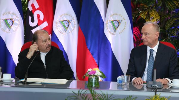 Daniel Ortega, presidente de Nicaragua, y Nikolái Pátrushev,  secretario del Consejo de Seguridad de Rusia - Sputnik Mundo