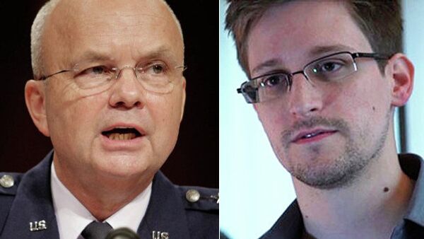 Exdirector de la CIA, Michael Hayden y Edward Snowden - Sputnik Mundo