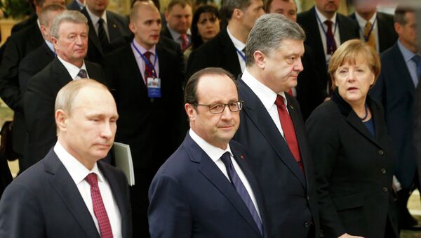 Los líderes de Rusia, Francia, Ucrania y Alemania - Sputnik Mundo