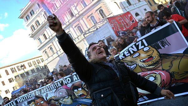 En Roma se celebra un mitin multitudinario contra la política del primer ministro Renzi - Sputnik Mundo