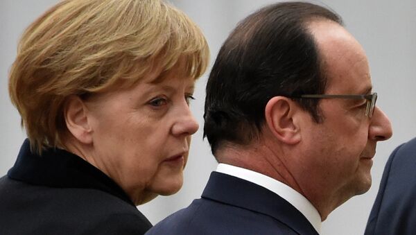 Angela Merkel, canciller de Alemania, y François Hollande, presidente de Francia - Sputnik Mundo