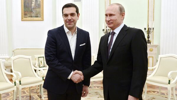 Primer ministro de Grecia, Alexis Tsipras y presidente de Rusia, Vladímir Putin - Sputnik Mundo