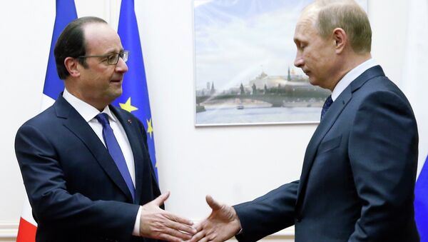 Presidente de Francia, François Hollande y presidente de Rusia, Vladímir Putin (archivo) - Sputnik Mundo