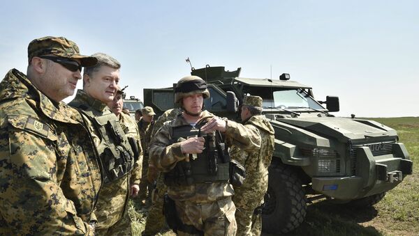 Secretario del Consejo de Seguridad Nacional y Defensa de Ucrania  Alexandr Turchínov y presidente de Ucrania Petró Poroshenko - Sputnik Mundo