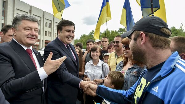 Petró Poroshenko y Mijaíl Saakashvili en Odesa - Sputnik Mundo
