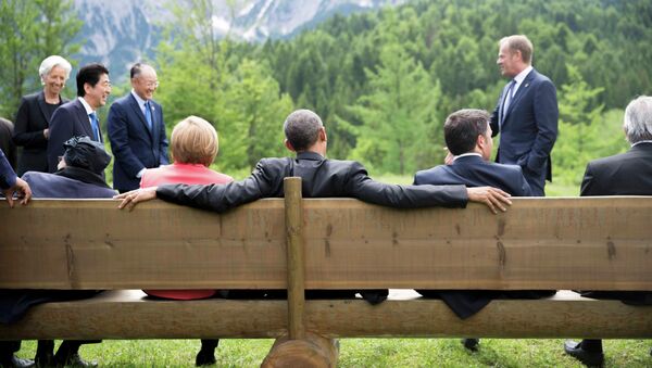 Presidente de EEUU, Barack Obama, y los líderes de G7 durante la cumbre de la ente en Baviera (Archivo) - Sputnik Mundo