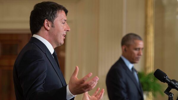 Primer ministro de Italia, Matteo Renzi y presidente de EEUU, Barack Obama - Sputnik Mundo