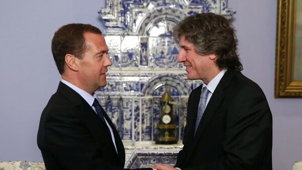 Primer ministro de Rusia, Dmitri Medvédev y vicepresidente de Argentina, el presidente del Senado, Amado Boudou - Sputnik Mundo