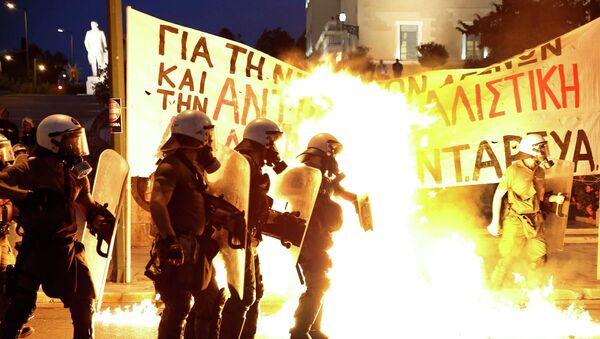 Disturbios en  la Plaza Syntagma, Atenas. 15 de julio de 2015 - Sputnik Mundo