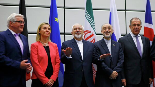 Participantes de las negociaciones sobre el programa nuclear iraní en Viena. 14 de julio de 2015 - Sputnik Mundo