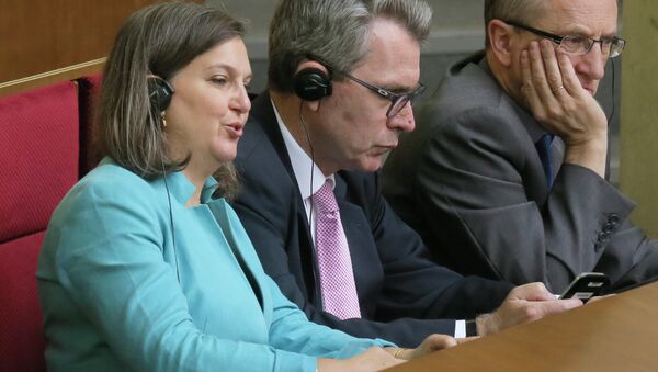 Subsecretaria de Estado de EEUU, Victoria Nuland, durante una sesión parlamentaria en Kiev - Sputnik Mundo