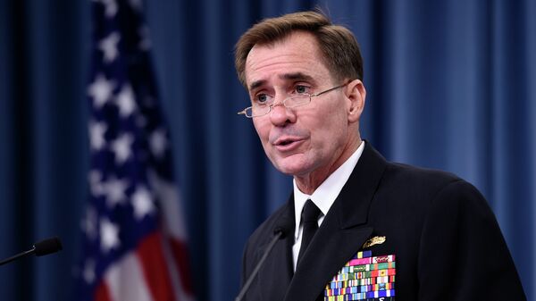Pentagon press secretary Navy Rear Adm. John Kirby speaks during a briefing at the Pentagon - Sputnik Mundo