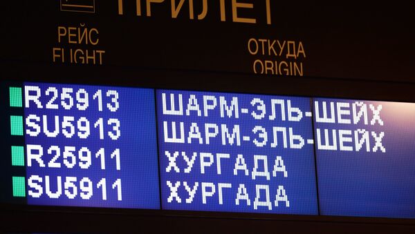 Tablero con la información sobre las llegadas desde Egipto en el aeropuerto Sheremétievo - Sputnik Mundo