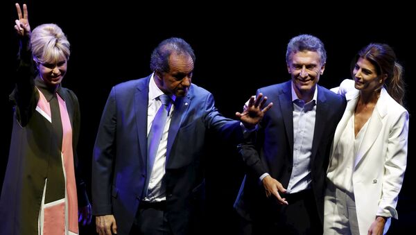 Candidatos presidenciales Daniel Scioli y Mauricio Macri - Sputnik Mundo