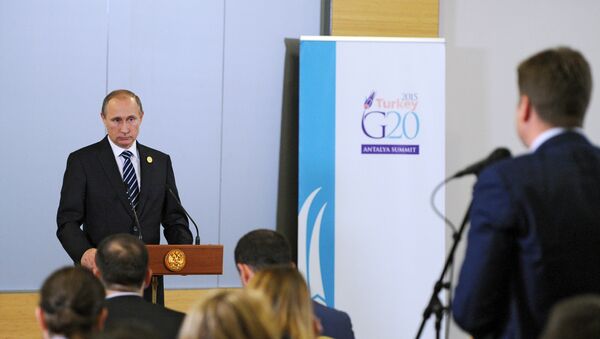 Presidente de Rusia, Vladímir Putin, durante la conferencia de prensa en el marco de la cumbre de G20 - Sputnik Mundo