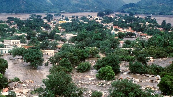 Aerial view dated 18 November 1985 of the town of Armero submerged by floods after the eruption of long-dormant Nevado del Ruiz volcano - Sputnik Mundo