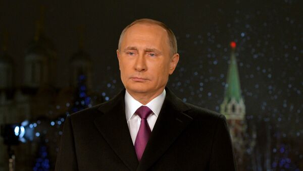 Presidente de Rusia, Vladímir Putin durante el discurse de Año Nuevo - Sputnik Mundo