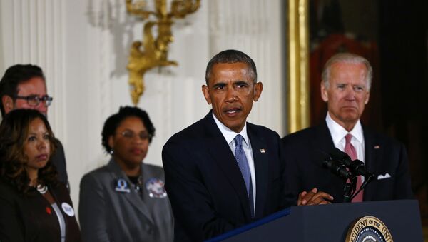 Presidente de EEUU, Barack Obama, durante el discurso sobre control de armas - Sputnik Mundo