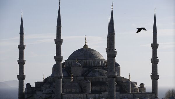 A view of the Sultan Ahmed Mosque, better known as the Blue Mosque in the historic Sultanahmet district of Istanbul, the area of an explosion, Tuesday, Jan. 12, 2016. - Sputnik Mundo