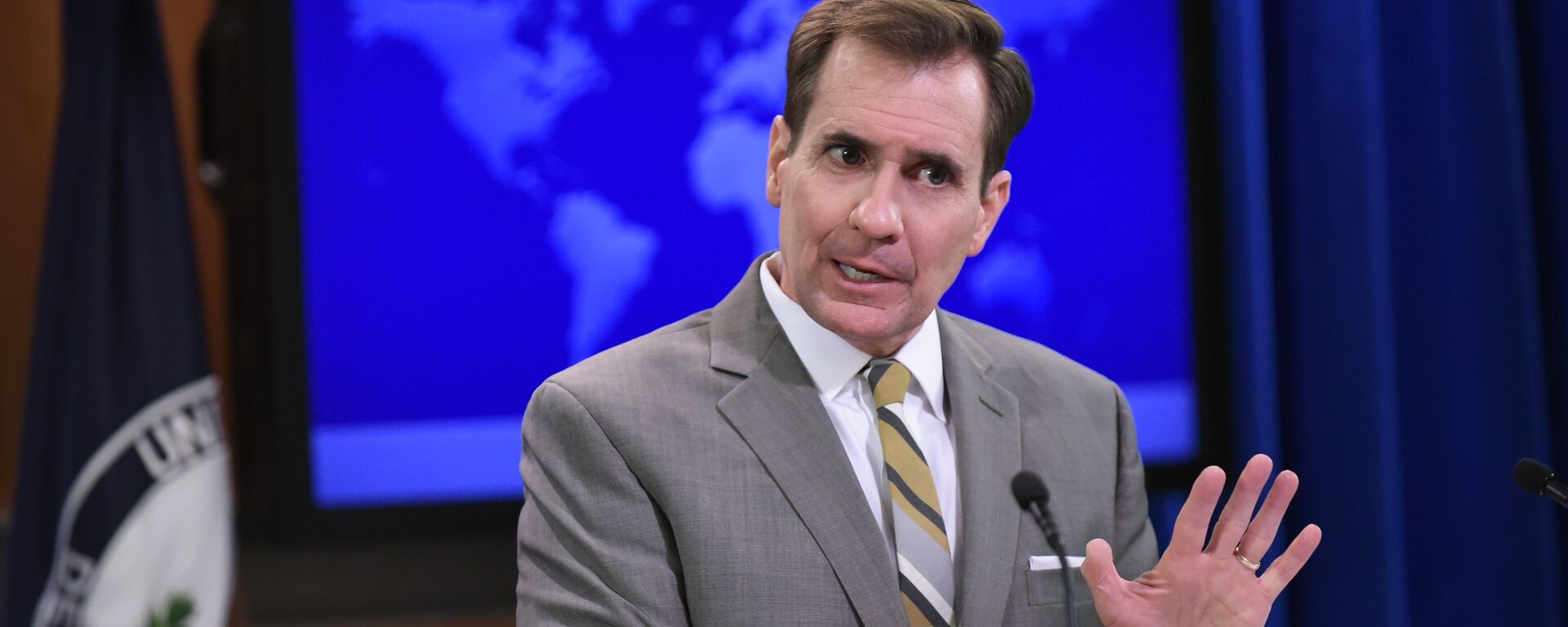 State Department Spokesman John Kirby speaks during the daily briefing at the State Department on January 6, 2015 in Washington, DC - Sputnik Mundo, 1920, 11.12.2022