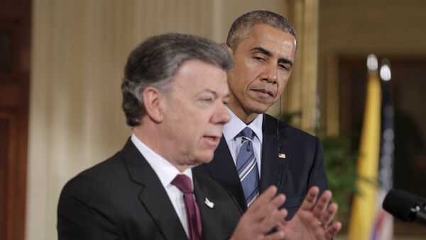 Presidente de Colombia Juan Manuel Santos y presidente de EEUU Barack Obama - Sputnik Mundo