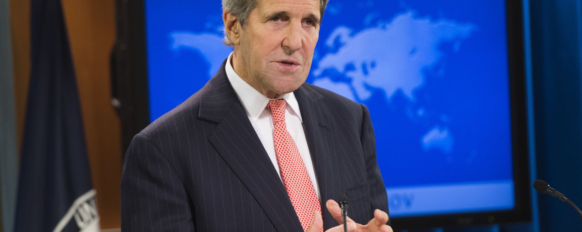 US Secretary of State John Kerry speaks during the release of the 2014 International Religious Freedom Report at the US State Department in Washington, DC, on October 14, 2015 - Sputnik Mundo, 1920, 27.06.2023