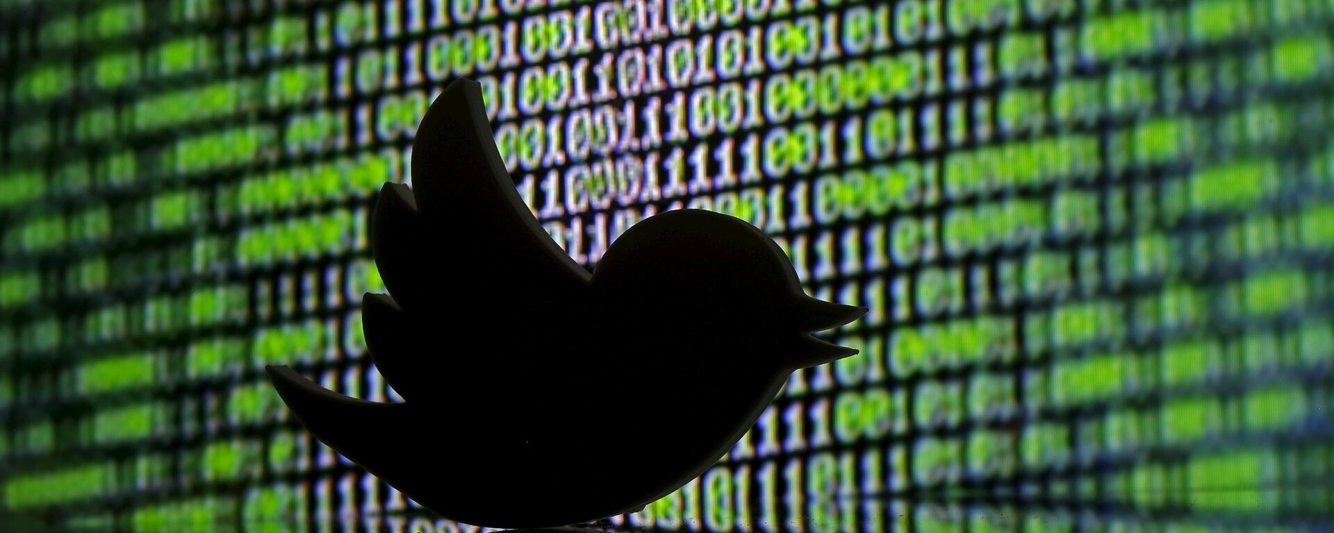 A 3D printed Twitter logo is seen in front of a displayed cyber code in this illustration taken March 22, 2016.  - Sputnik Mundo, 1920, 11.03.2021