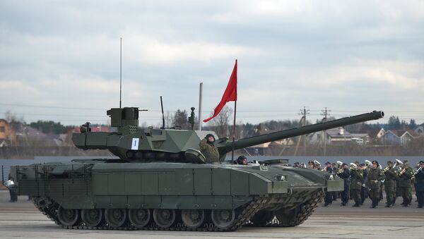 El tanque ruso T-14 Armata durante los ensayos del Desfiles de la Victoria de 2016 - Sputnik Mundo