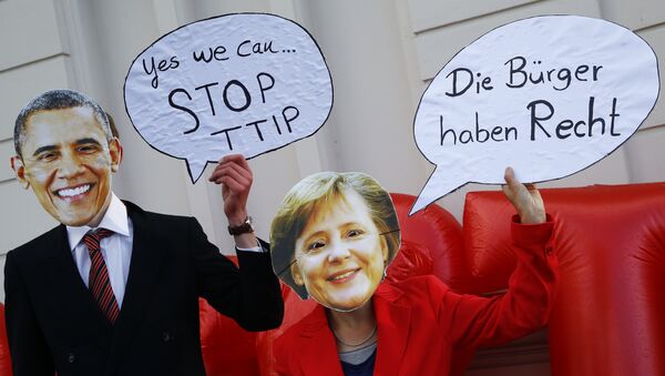 Una protesta contra TTIP en Hanover, Alemania - Sputnik Mundo