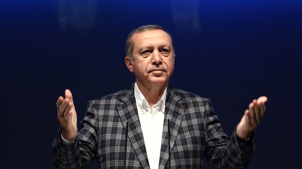 Turkey's President Recep Tayyip Erdogan speaks during a meeting on work security, in Istanbul, Sunday, May 8, 2016.  - Sputnik Mundo