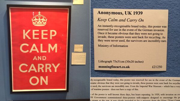 El póster original de 'Keep Calm and Carry On' a la venta por un valor de casi 30.000 dólares. - Sputnik Mundo