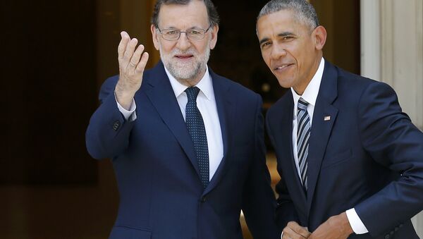 El jefe del Gobierno de España, Mariano Rajoy con el presidente de EEUU, Barack Obama - Sputnik Mundo