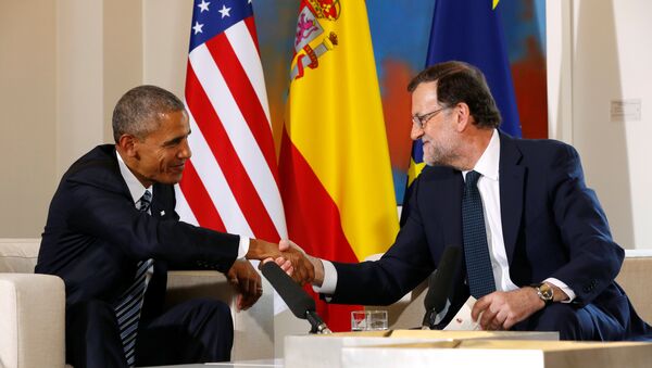 El presidente de EEUU Barack Obama y el jefe del Ejecutivo en funciones, Mariano Rajoy, durante reunión en el palacio de Moncloa - Sputnik Mundo