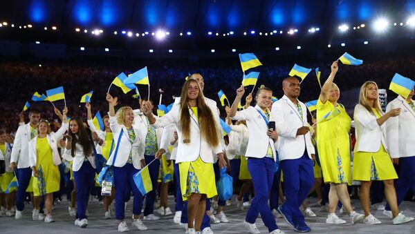 La selección nacional de Ucrania en la ceremonia de inauguración de los JJOO en Río - Sputnik Mundo