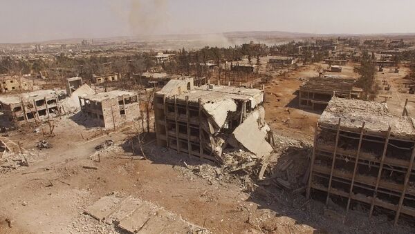El edificio destrozado de la Escuela Aérea de Siria en Alepo - Sputnik Mundo